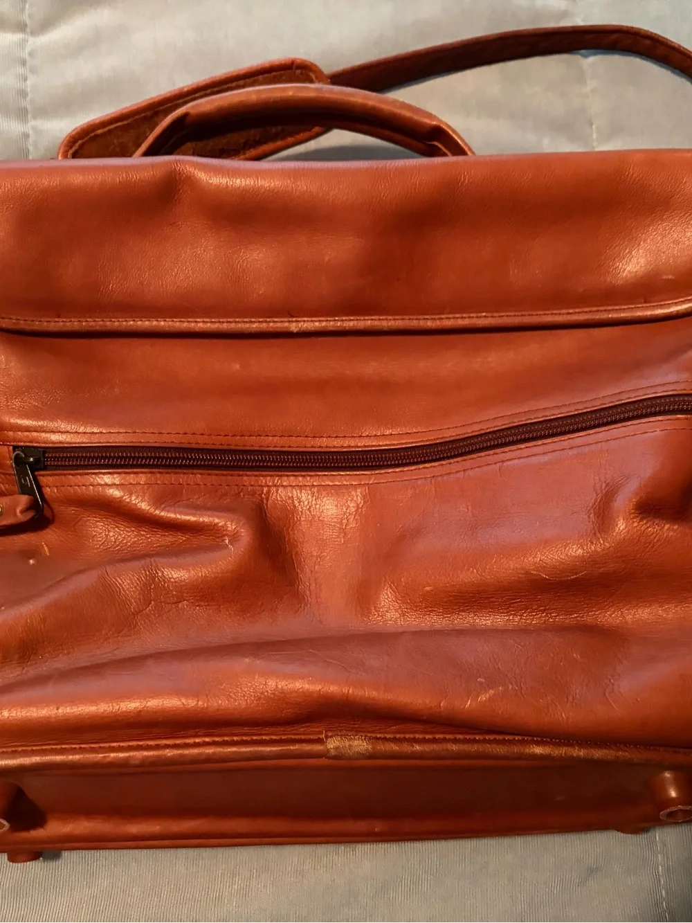 Men's Leather Briefcase Bag in Cognac Brown